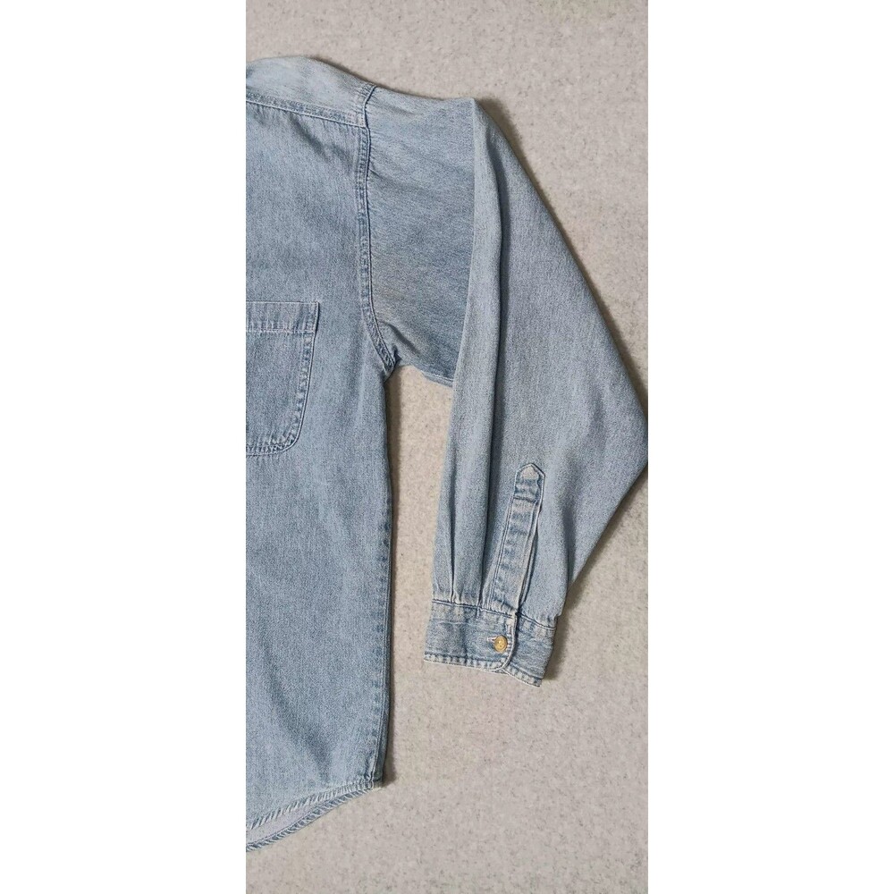 Vintage Andrews Blues Embroidered Button Up Denim Jean Shirt Womens Medium Teddy - Picture 8 of 16